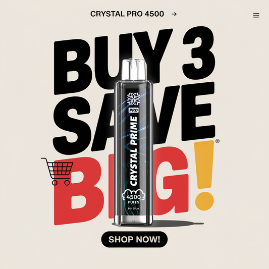 Offer Buy Any 3 Crystal Prime Pro 4500 Puffs Disposable Vape