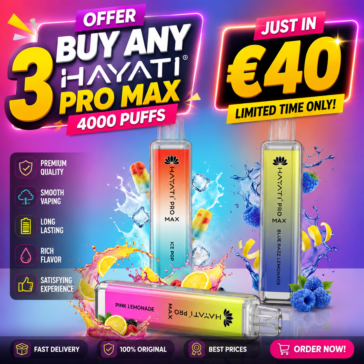Offer Buy Any 3 Hayati Pro Max 4000 Puffs | Just in €40