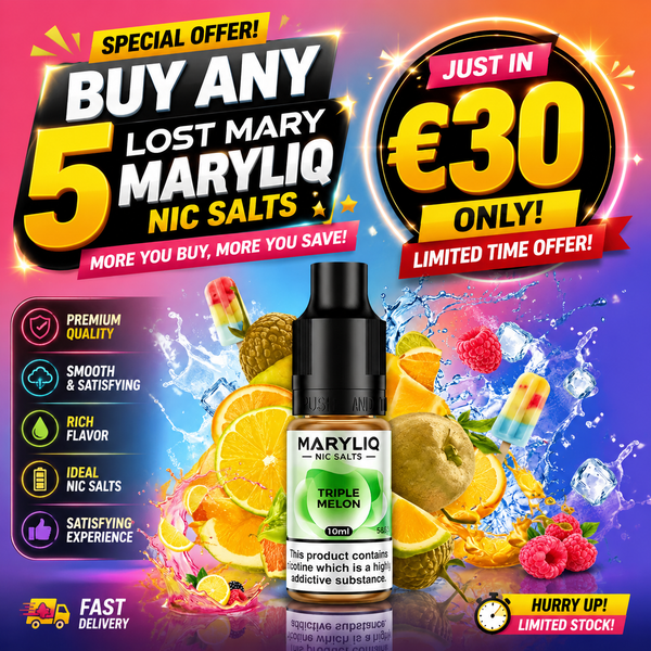 Buy any 5 Lost Mary MARYLIQ Nic Salts | Just in €30